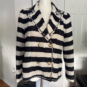 Carolina Herrera Navy and White Striped Blazer